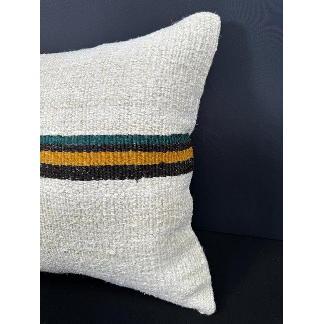Contemporary Turkish Hemp Pillow Cushion Natural Beige Black Pillow Cushion Cover 20"x20" For Sale - Image 3 of 4