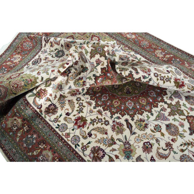 Handknotted Tabriz Raj Rug with Silk Details For Sale - Image 11 of 13