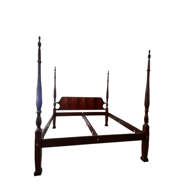 Brown Late 20th Century Craftique Chippendale Style Mahogany Four Poster King Bed, Vintage For Sale - Image 8 of 11