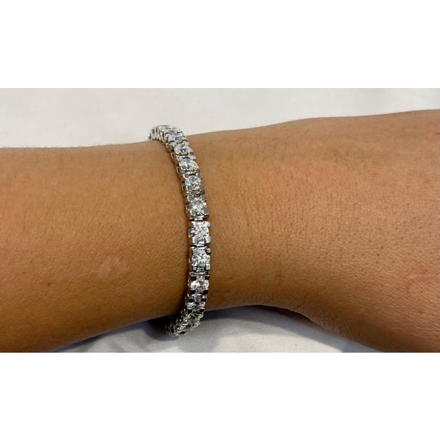 Early 21st Century 34 Round Diamond 35 Pointer Each Tennis Bracelet in 18 Karat Gold 11.9 Carat 7 " For Sale - Image 5 of 18