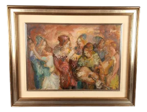 Aldo Dorella, Romantic Characters, 20th Century, Oil on Canvas, Framed