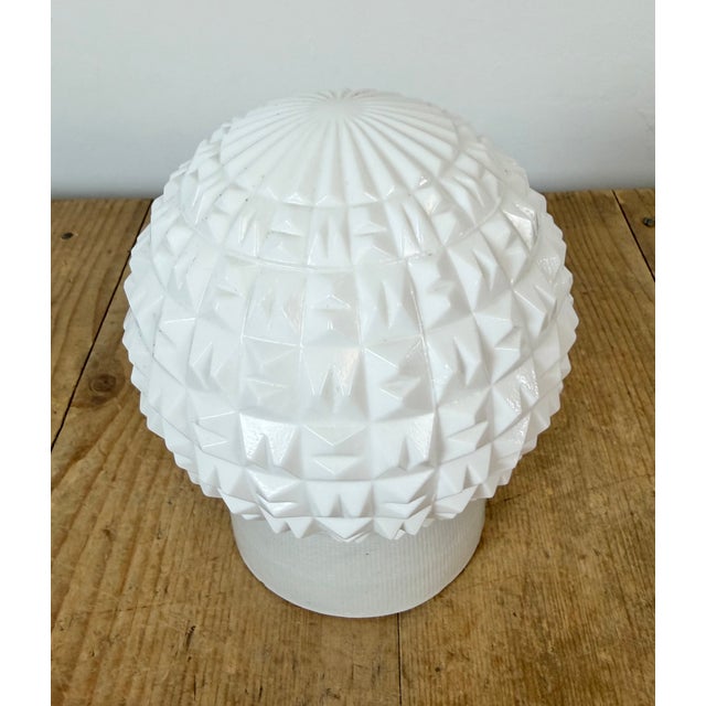 Industrial Vintage White Porcelain Ceiling Light, 1970s For Sale - Image 3 of 13