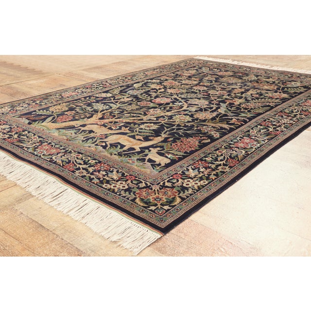 Navy Blue Vintage Persian Tabriz Rug, 04'07 X 06'11 For Sale - Image 8 of 11