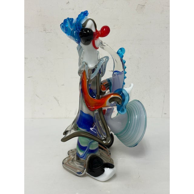 Vintage Murano Glass Clown Playing Saxophone For Sale - Image 4 of 12