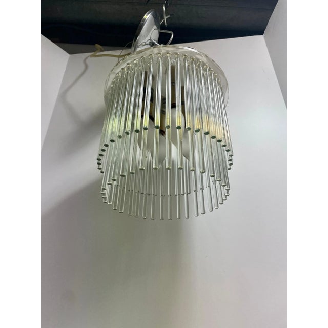 Transparent Mid 20th Century Glass Rod & Lucite Pendant Chandelier For Sale - Image 8 of 11