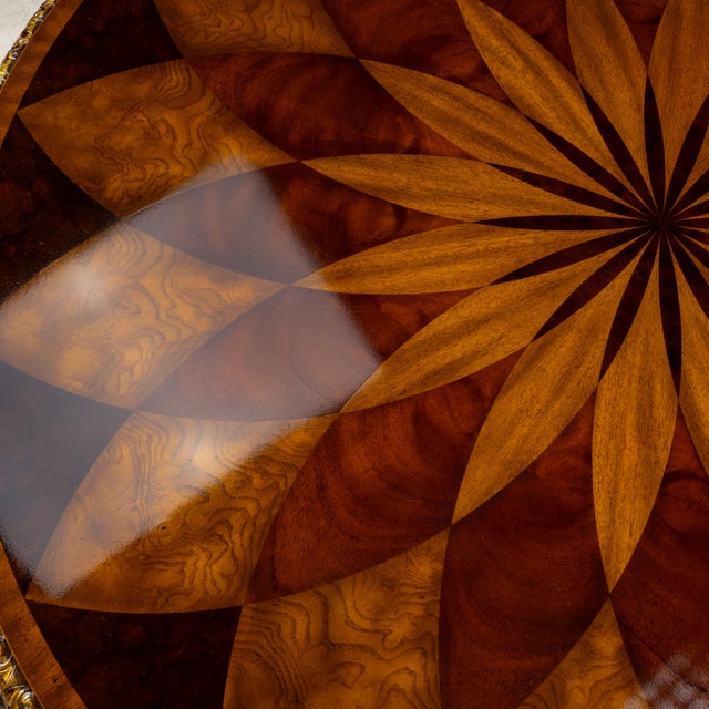1990s Maitland Smith Spiro Inlaid Mahogany Regency Center Table 41x41" For Sale In Tampa - Image 6 of 15
