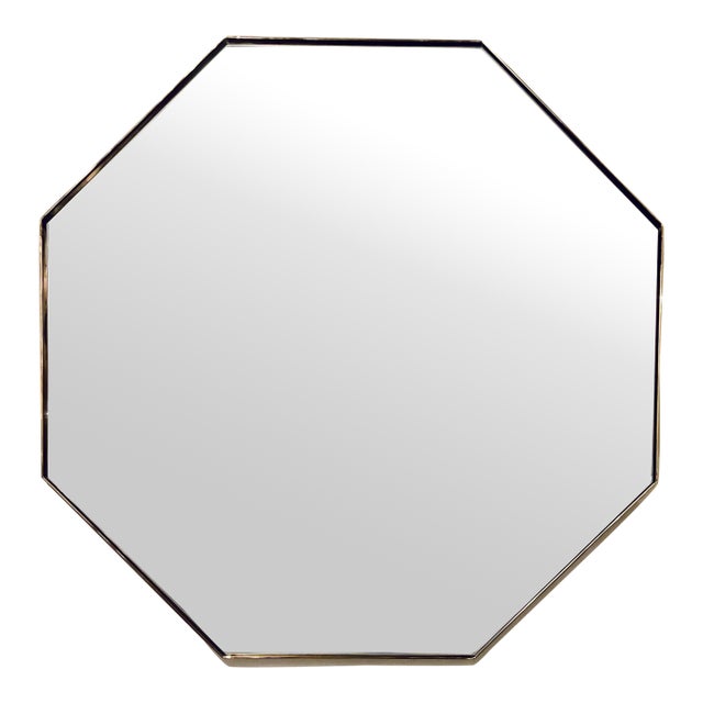 Mirror Image Company Modern Octagonal Brass Wall Mirror For Sale