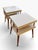 Vintage MCM End Tables Pair Two Tier Formica Tapered Legs Brass Feet For Sale - Image 4 of 8