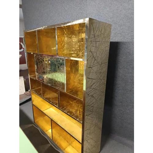 Italian Bar Cabinet in Poplar & Brass by Justfurnituress For Sale - Image 11 of 12