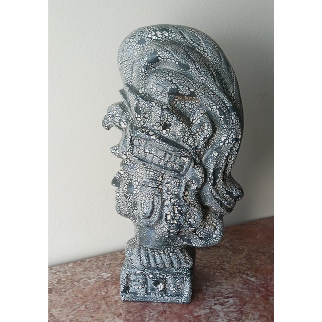 Late 20th Century Ancient Hawaiian Warrior Chief Vintage Ceramic Sculpture For Sale - Image 6 of 11