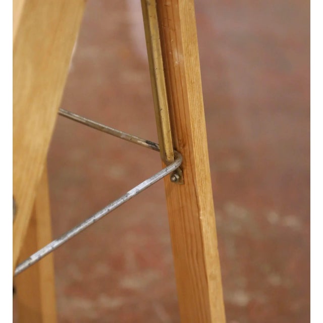 Mid-Century French Solid Pine Folding Six-Step Ladder For Sale - Image 10 of 13