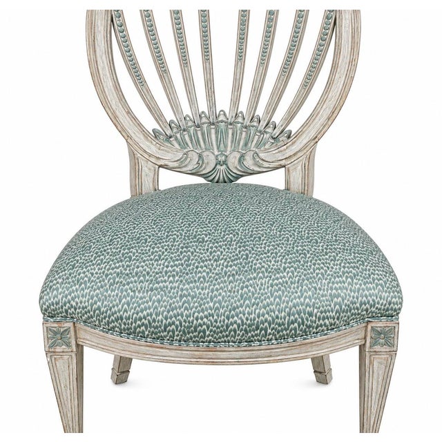 Gustavian (Swedish) Mid-Century Italian Side Chairs W/ Swedish Gustavian Styling Faux Chintz - Pair For Sale - Image 3 of 5