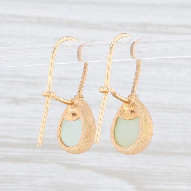 Modern New Nina Nguyen Aquamarine Druzy Drop Earrings 18k Yellow Gold Hook Posts - 2 Pieces For Sale - Image 3 of 4