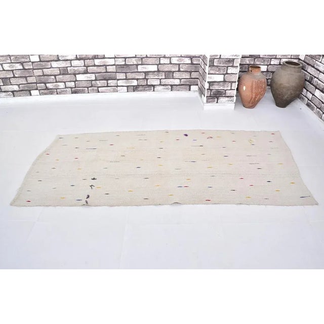 Turkish Neutral Organic Original Hemp Kilim, in Flawless conditions. Designed 1960 to 1969