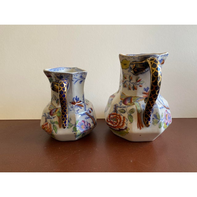 Two Early 19th Century Mason's Patent Ironstone China Pitchers Hydra Handles For Sale - Image 12 of 13