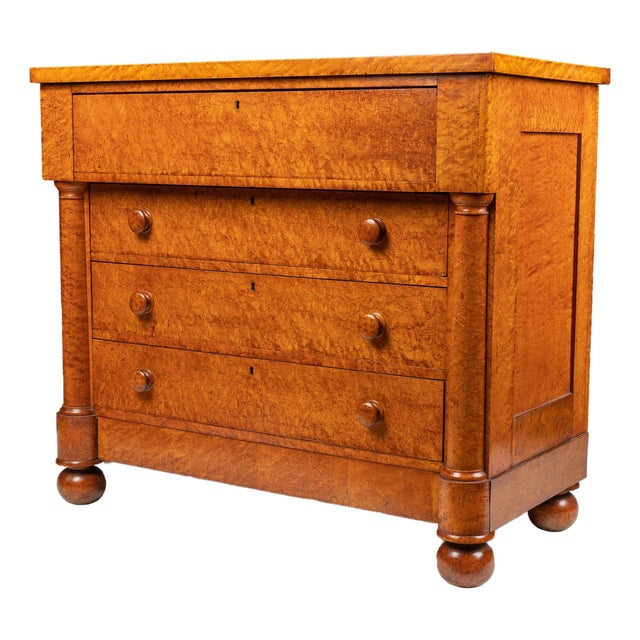 American Neoclassic Bird's Eye Maple Four Drawer Chest, 1820 For Sale