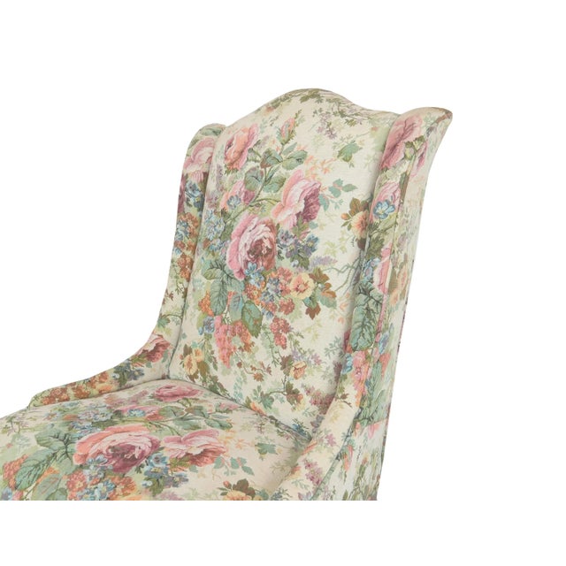 Vintage Georgian Style Camelback Shallow Wing Chairs With Walnut Legs - a Pair For Sale In Chicago - Image 6 of 12