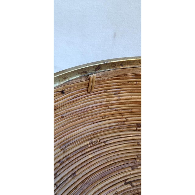 Brown Large Wicker Basket with Brass Edge, 1970s For Sale - Image 8 of 10