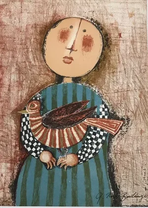1973 Boulanger Original Lithograph Mourlot Enfant Et Oiseau 3