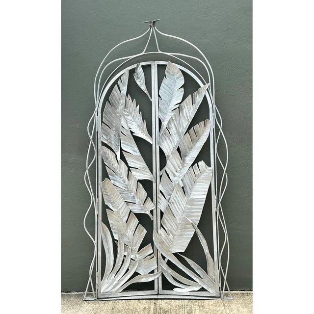 Contemporary Vintage Cut Aluminum Palm Frond Gates For Sale - Image 3 of 12