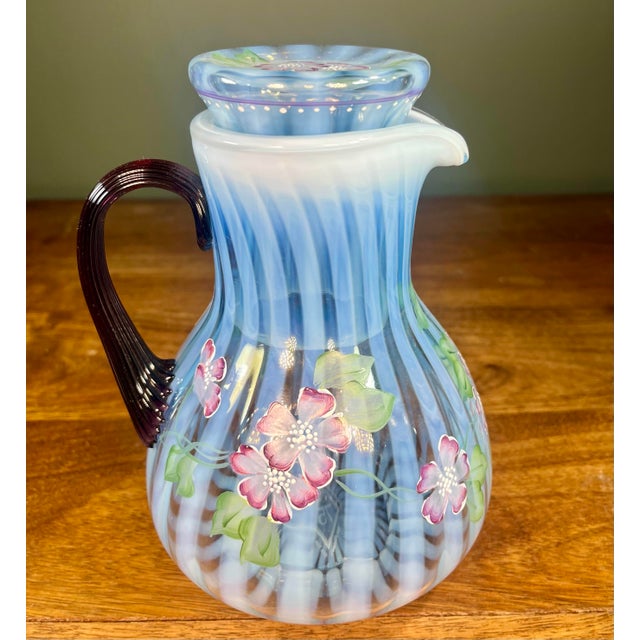 Late 20th Century Fenton Misty Blue Opalescent Art Glass Pitcher For Sale In Orlando - Image 6 of 10
