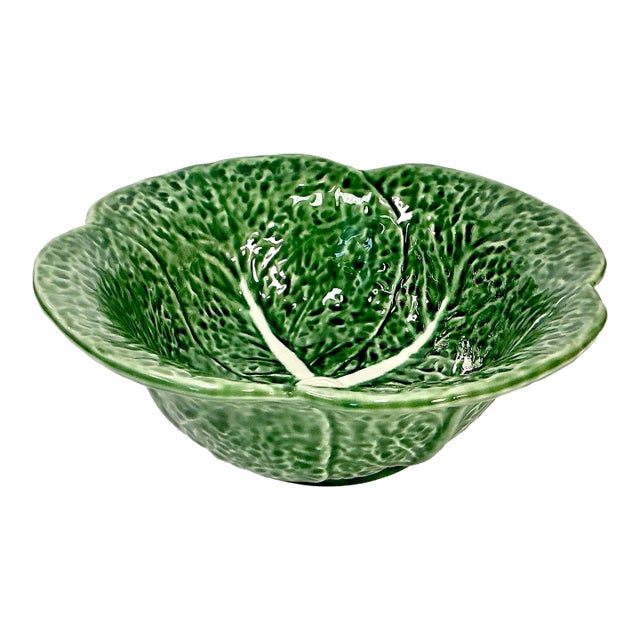 1980s Vintage Majolica Hollywood Regency Arts & Crafts Cabbage Serving Bowl. For Sale