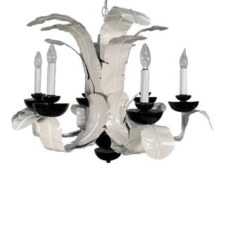 Tole Metal Palm Tree 6-Arm Chandelier For Sale