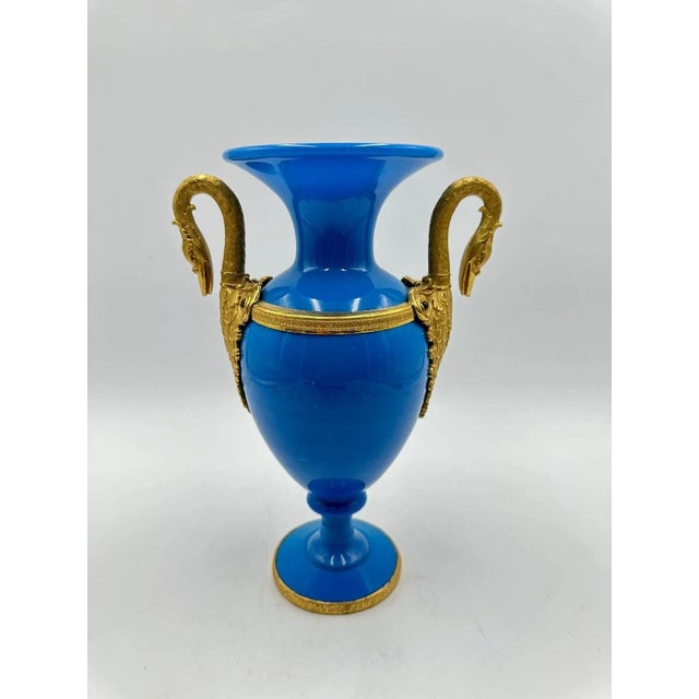 Charles X Two-Handled Vase in Opaline and Gilded Bronze For Sale - Image 13 of 13