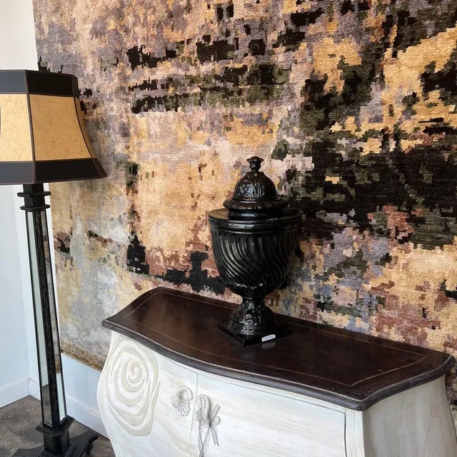 Ceramic 1990s Italian Hand-Painted Black Ceramic Urn With Lid For Sale - Image 7 of 11