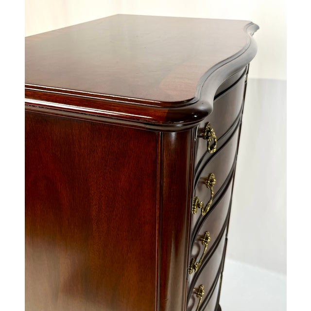 Rare Henkel Harris Serpentine Flame Mahogany Tall Chest of Drawers (Style No. 315, Finish 29) For Sale - Image 17 of 18