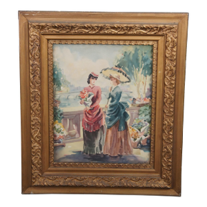 "Berthe" Victorian Women Portrait Watercolor Lithograph by Morris & Bendien Ny