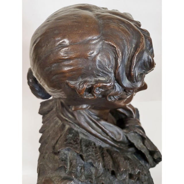 Antique French Lifesize Bronze Bust of a Young Woman by Wagner For Sale - Image 13 of 18