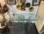 Absolutely beautiful!!! Vintage Mid-Century Modern Curved Glass Oval Console Table Dual Pedestal Bases. Very good vintage...
