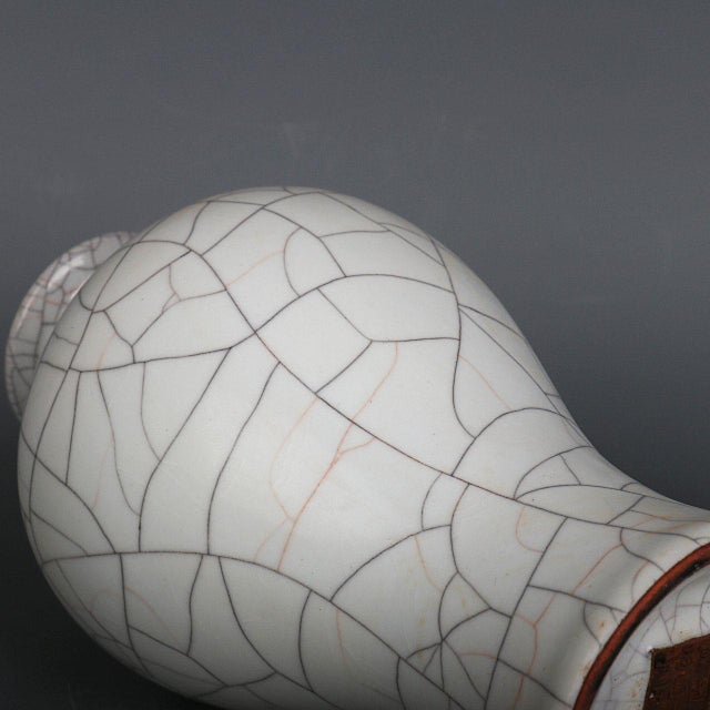 Chinese Ceramic Vase Guan Ware Crackle Glaze Celadon Plum Vase For Sale - Image 10 of 10