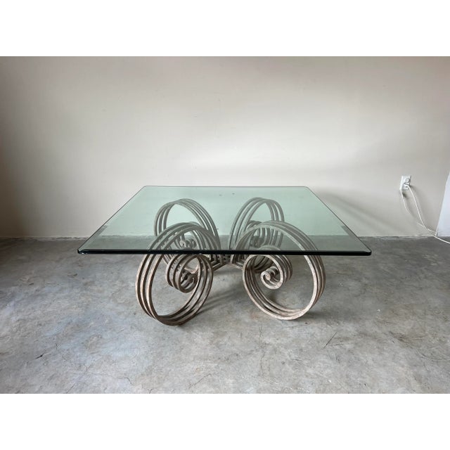 80's Postmodern Spiral Scrolled Iron Square Coffee Table Chairish