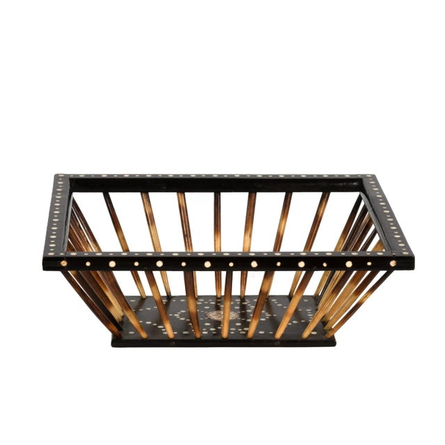 Late 19th Century 1880 Anglo Indian Porcupine Quill and Ebony Basket For Sale - Image 5 of 5