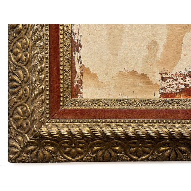 Black “Rodeo” Black Abstract Art in 1860's Antique Frame, Transitional Living Room Art by JTS For Sale - Image 8 of 10