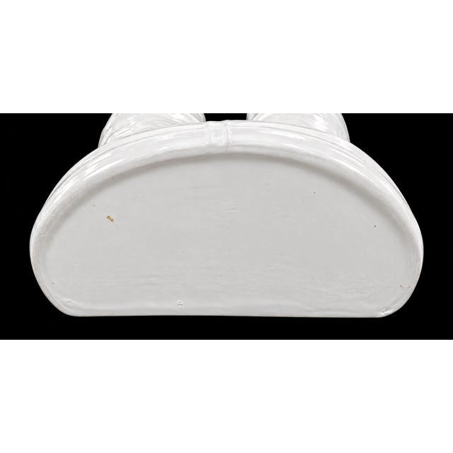 Mid-Century White Glaze Elephant Head Wall Brackets- A Pair For Sale In Naples, FL - Image 6 of 8