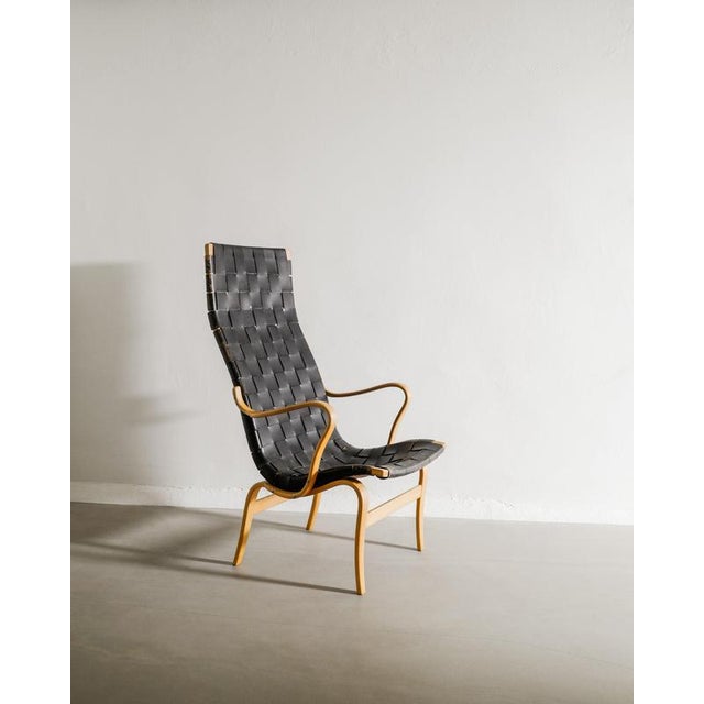 Swedish Mid-Century Wooden & Leather Eva Highback Armchair by Bruno Mathsson, 1960s For Sale - Image 9 of 9