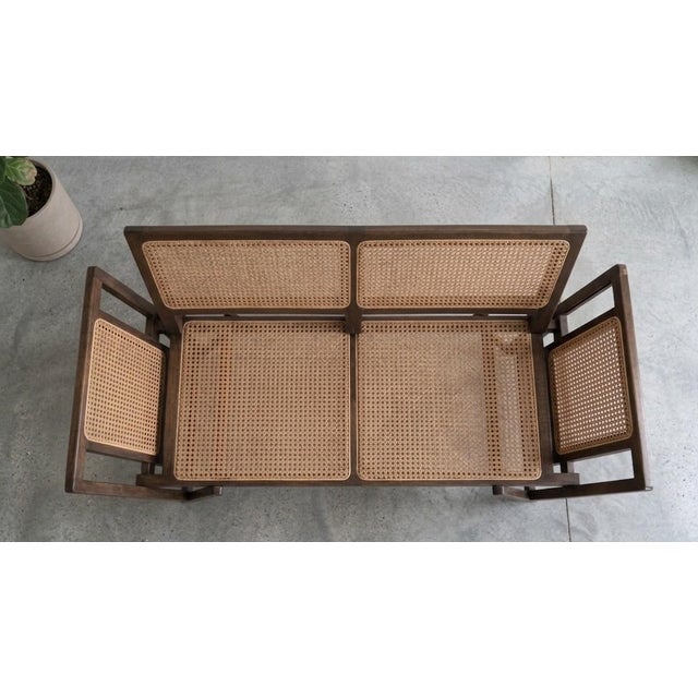 Mid-Century Modern Vintage Sofa in Teak and Vienna Straw by Pierre Jeanneret, 1956 For Sale - Image 3 of 6