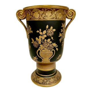 Antique Nippon Black & Gold Porcelain Vase For Sale