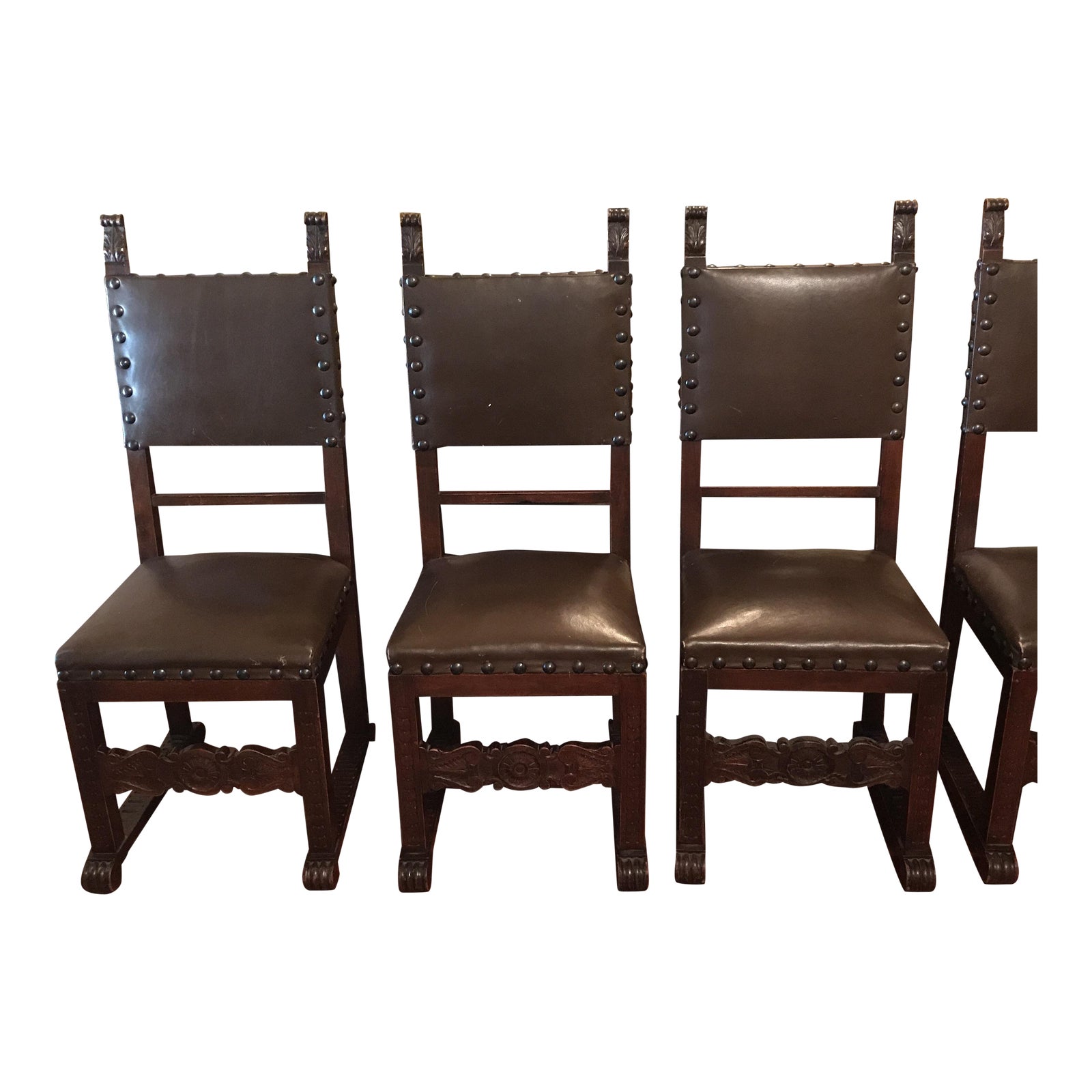 Early 1900s Neo-Gothic Style Italian Antique Dining Chairs ...