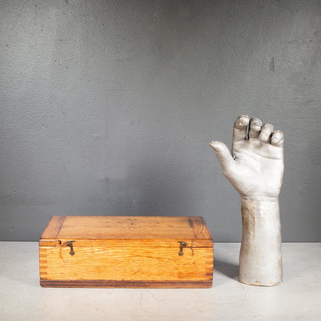 Solid Oak Factory Tool Box c.1920 For Sale - Image 9 of 10