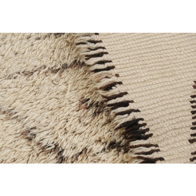 Textile Vintage Moroccan Rug in Beige With Brown Diamond Patterns, From Rug & Kilim For Sale - Image 7 of 7