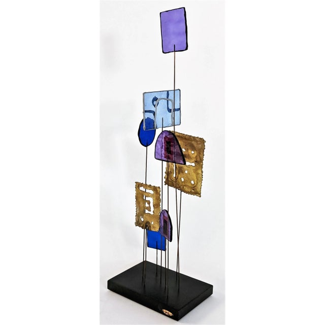Vintage Mid-century brass and acrylic sculpture by Curtis Jere, 1966. Colored acrylic is striking, especially when lit...