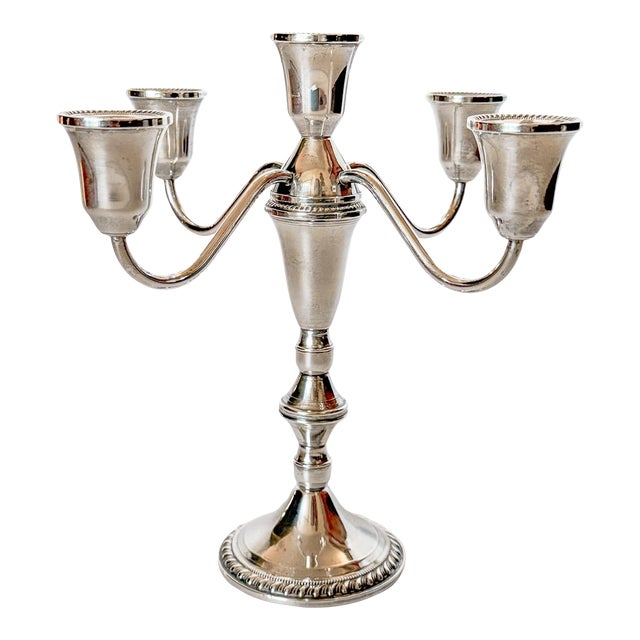 1950s Duchin Creations Sterling Silver Candelabra, Five Arm Convertible and Weighted For Sale