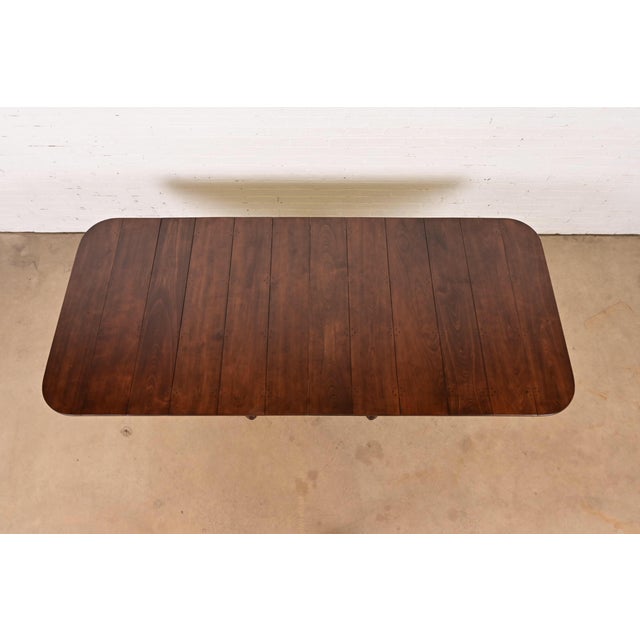 Baker Furniture Style Georgian Monumental Solid Cherry Wood Double Pedestal Extension Dining Table, Newly Refinished For Sale - Image 10 of 14