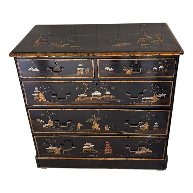 George III Style Chinoiserie Decorated Chest of Drawers For Sale