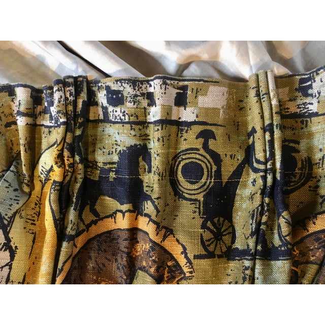 Asparagus 1950s Barkcloth Etruscan Pattern 144" Drapery Panel For Sale - Image 8 of 8