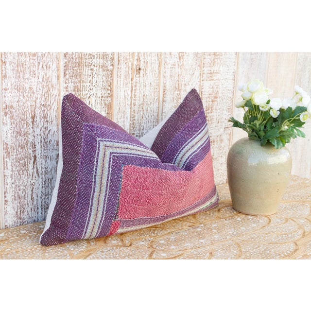 Boho Chic Hema Vintage Lumbar Boho Kantha Pillow For Sale - Image 3 of 9